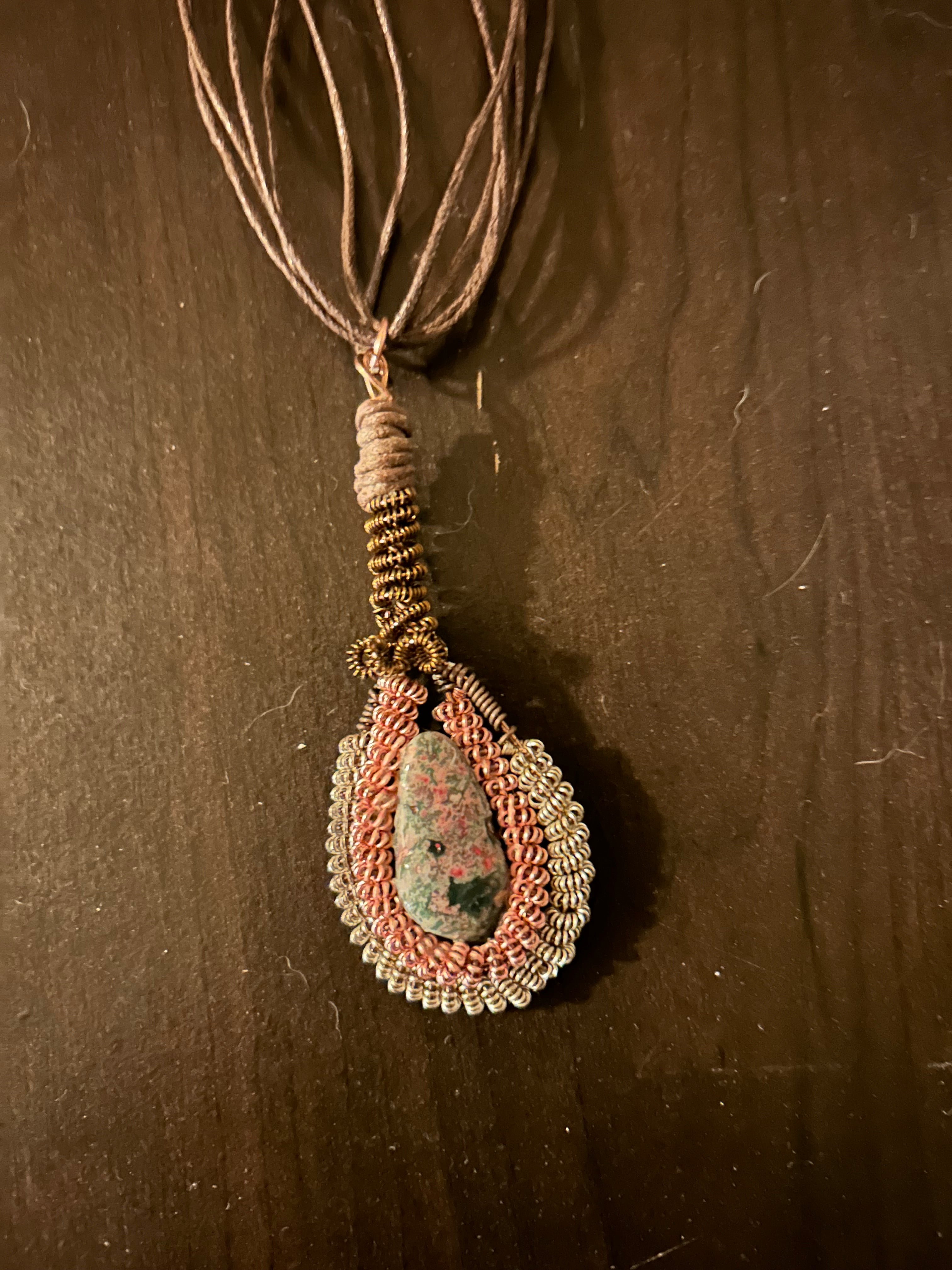 Earthbound Macrame Teardrop Pendant