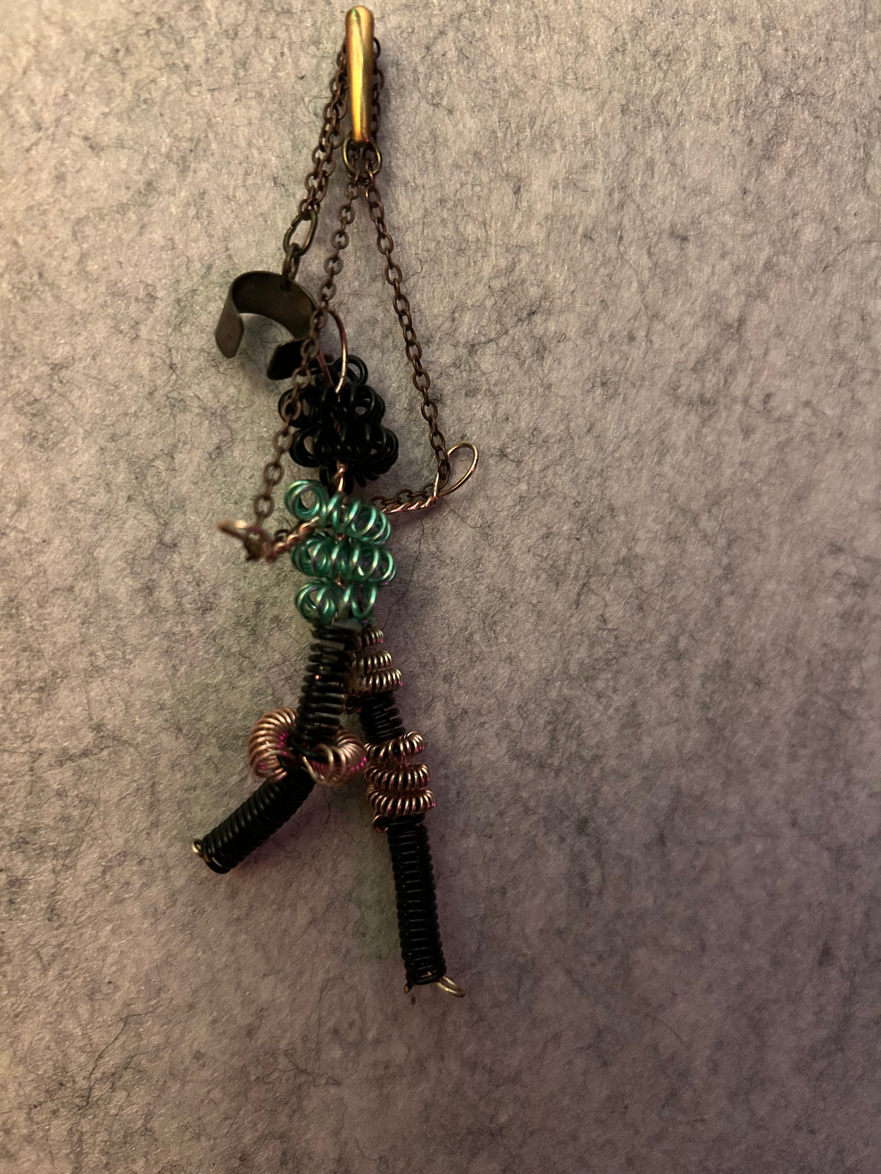 Copper Coil & Teal Accent Figure Cuff Earring