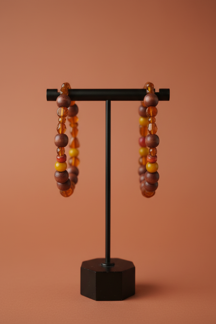 Amber Beaded Hoops - Display Stand