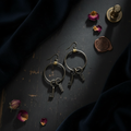 Antique Skeleton Key Hoop Earrings - Flat Lay