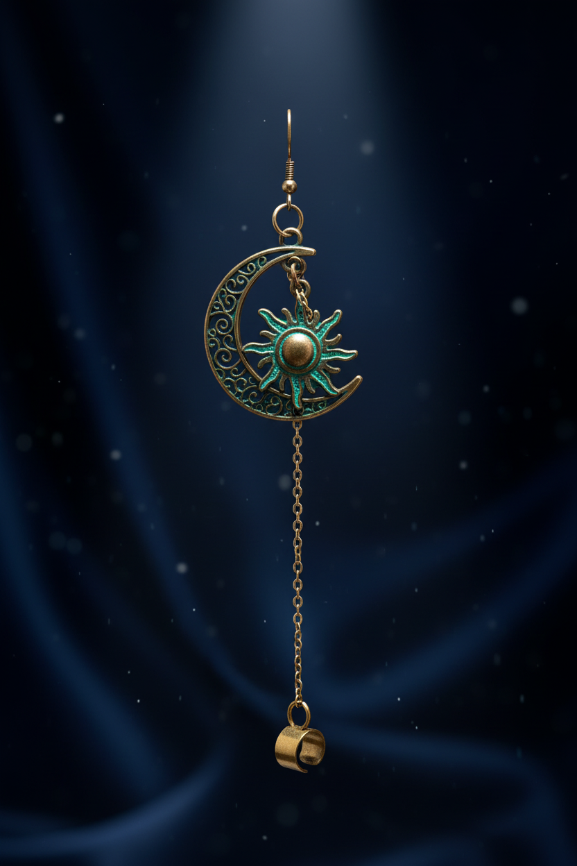 Celestial Moon & Sun Dangle Earring