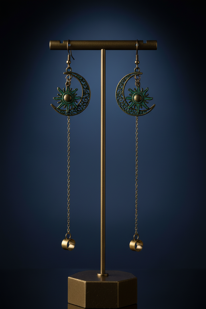 Celestial Moon & Sun Earring Pair - Indigo Studio
