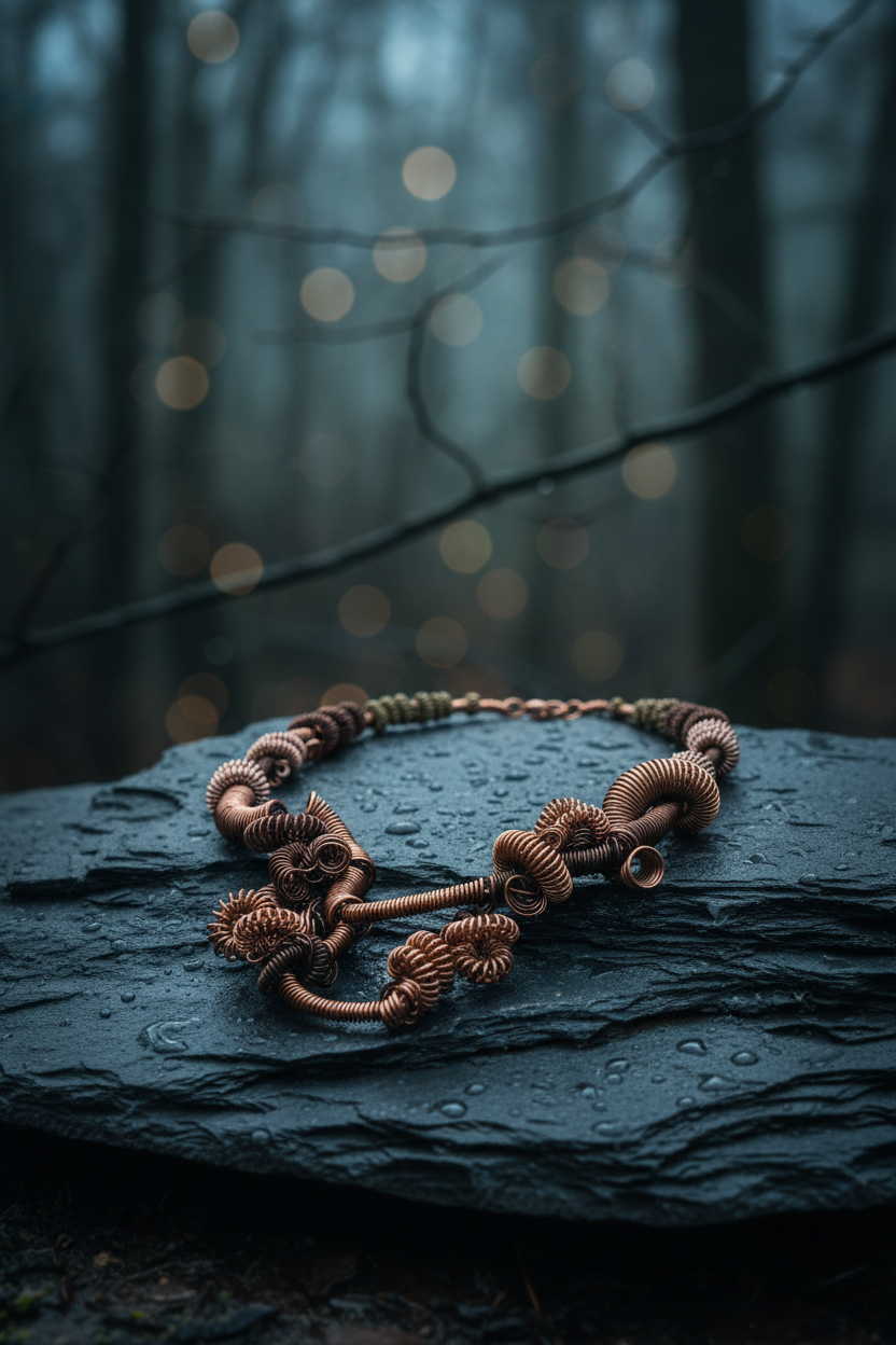 Copper necklace dark slate