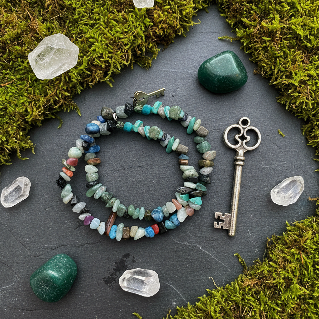 Green teal flat lay