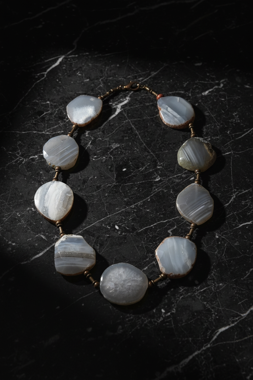 Grey Agate Necklace Dark Moody