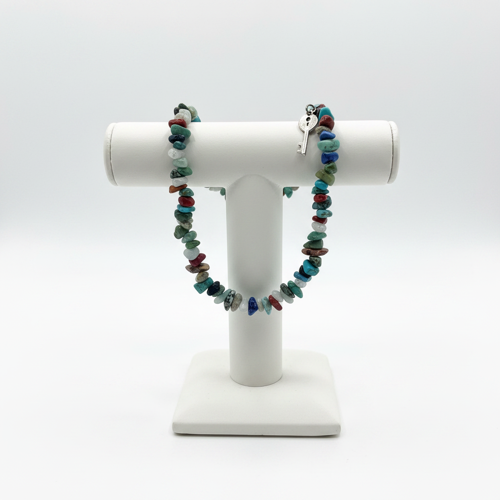 Multicolor chip stone bracelet white studio shot