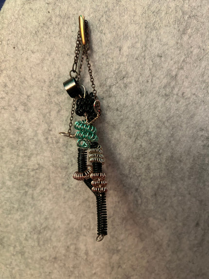 Copper Coil & Teal Accent Figure Cuff Earring