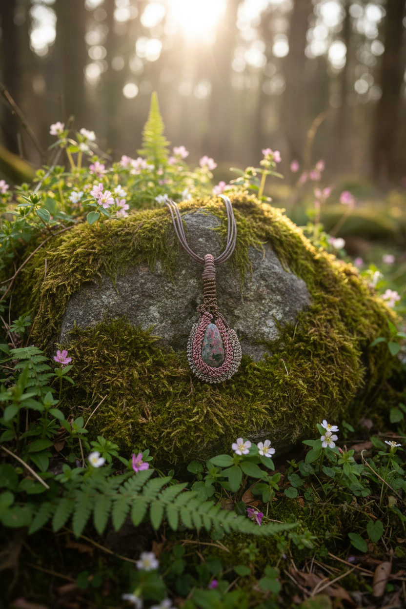 Macrame Gemstone Pendant Necklace