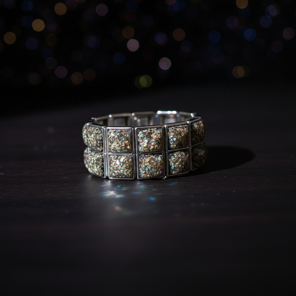 Midnight Shimmer Panel Bracelet - Elegant & Dark