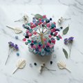 Mixed Crystal Wire Tree — Marble Flat Lay