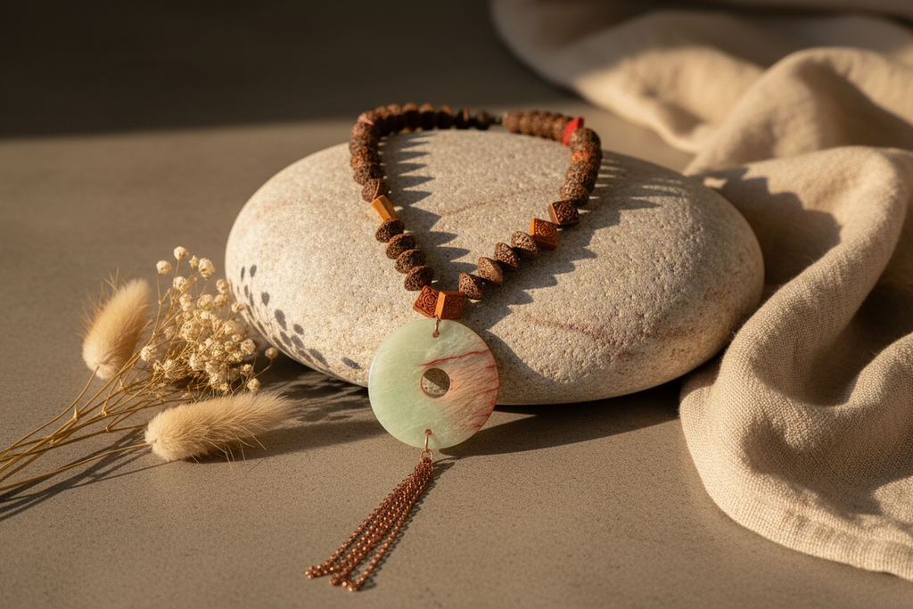 Natural Carved Bead Pendant Necklace