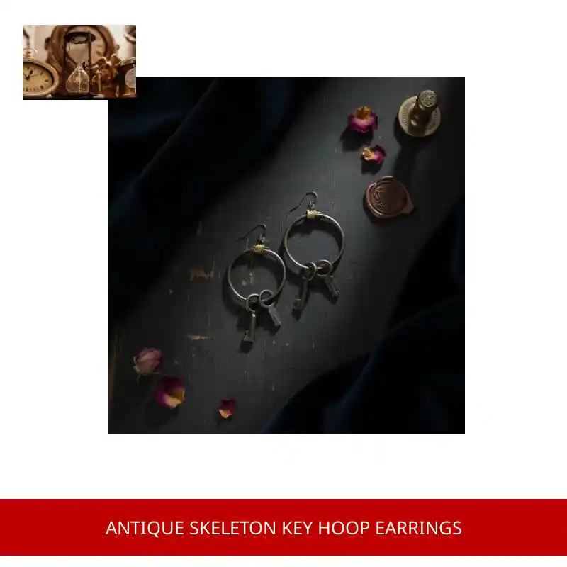 Antique Skeleton Key Hoop Earrings by@Outfy