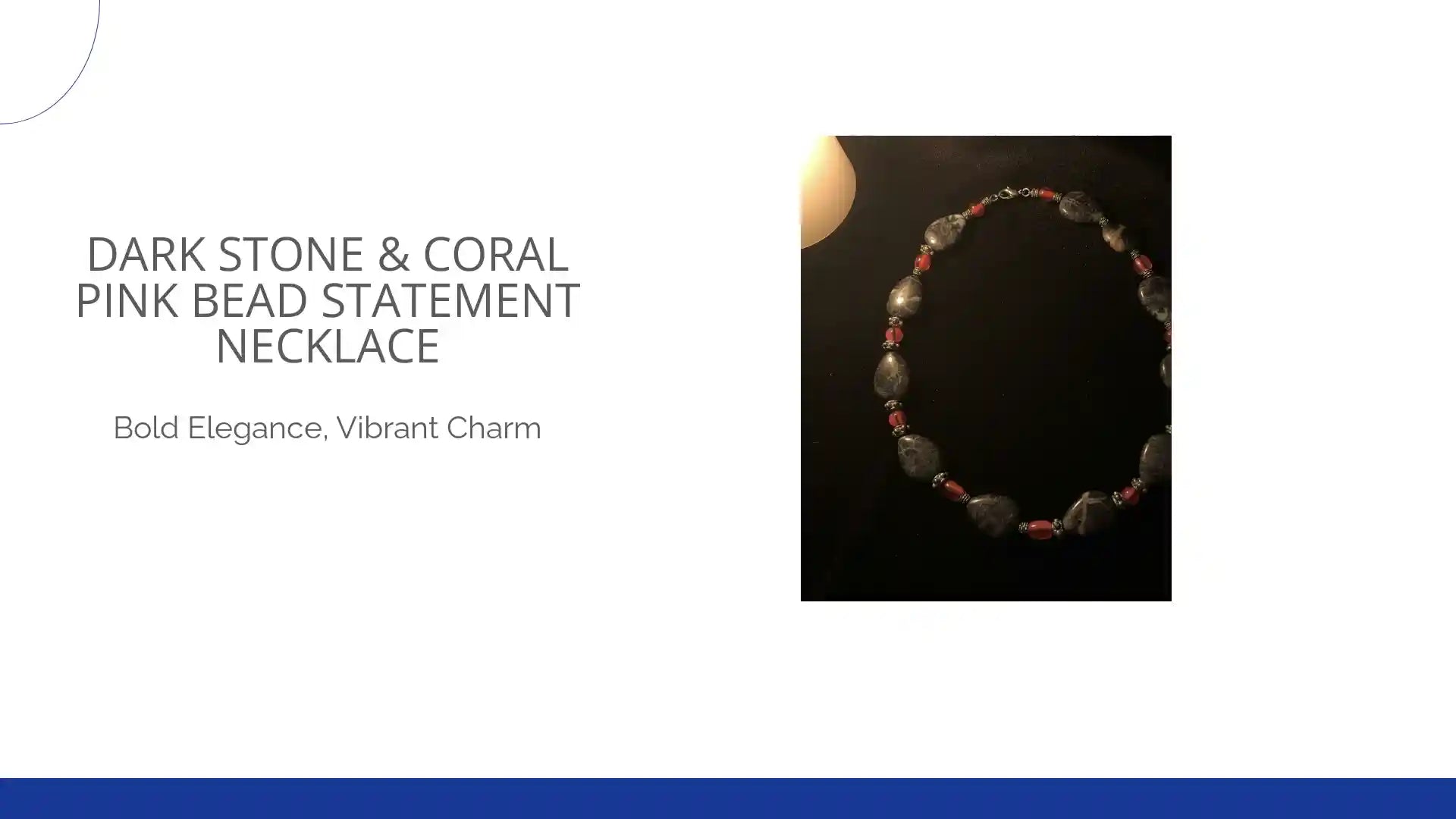 Dark Stone &amp; Coral Pink Bead Statement Necklace by@Outfy