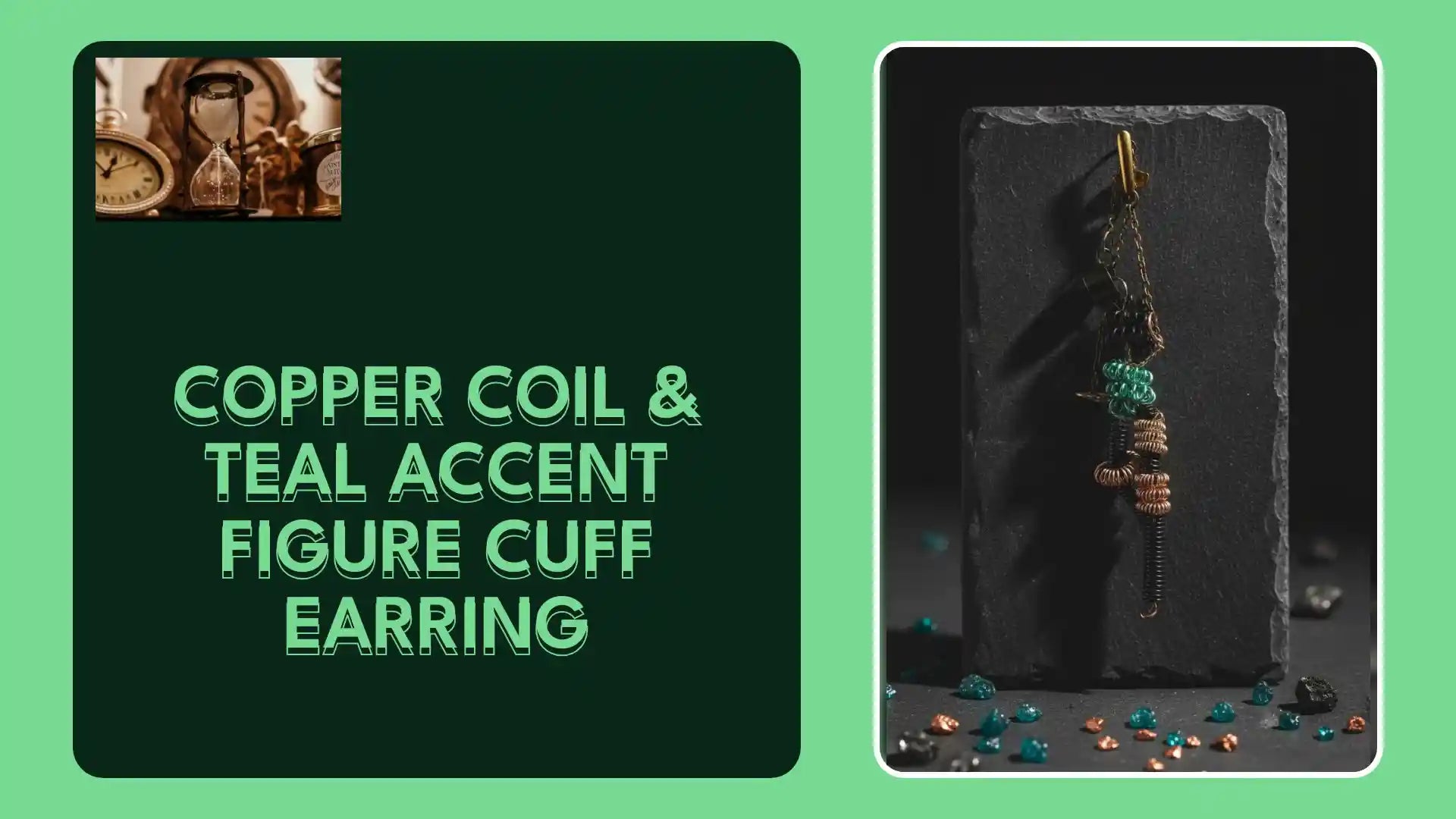 Copper Coil &amp; Teal Accent Figure Cuff Earring by@Outfy