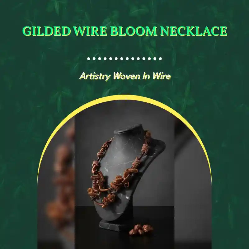 Gilded Wire Bloom Necklace by@Outfy