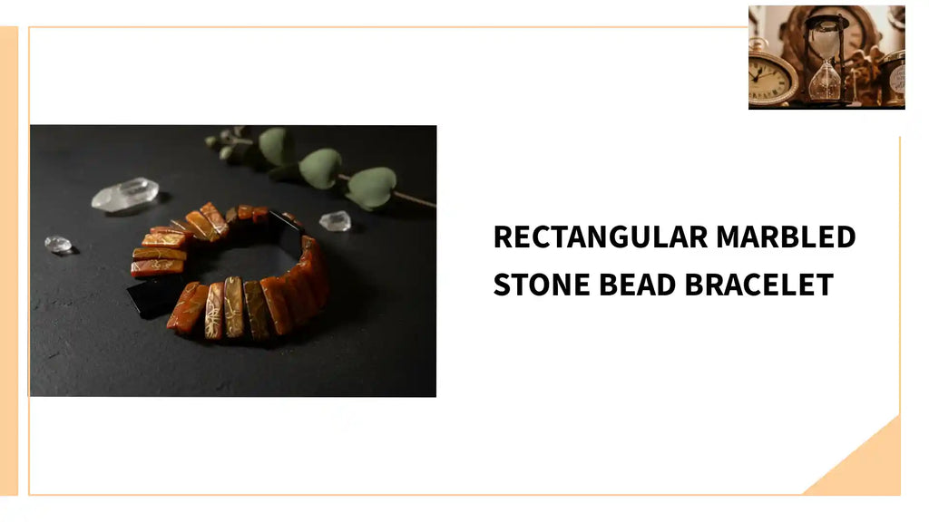 Rectangular Marbled Stone Bead Bracelet by@Outfy