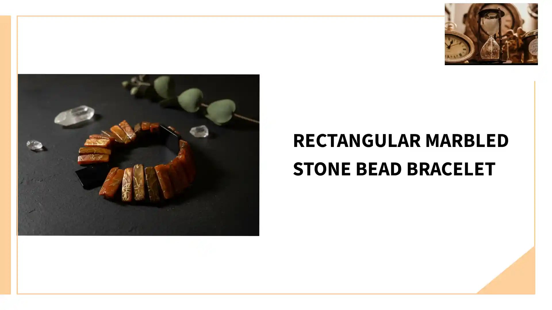 Rectangular Marbled Stone Bead Bracelet by@Outfy