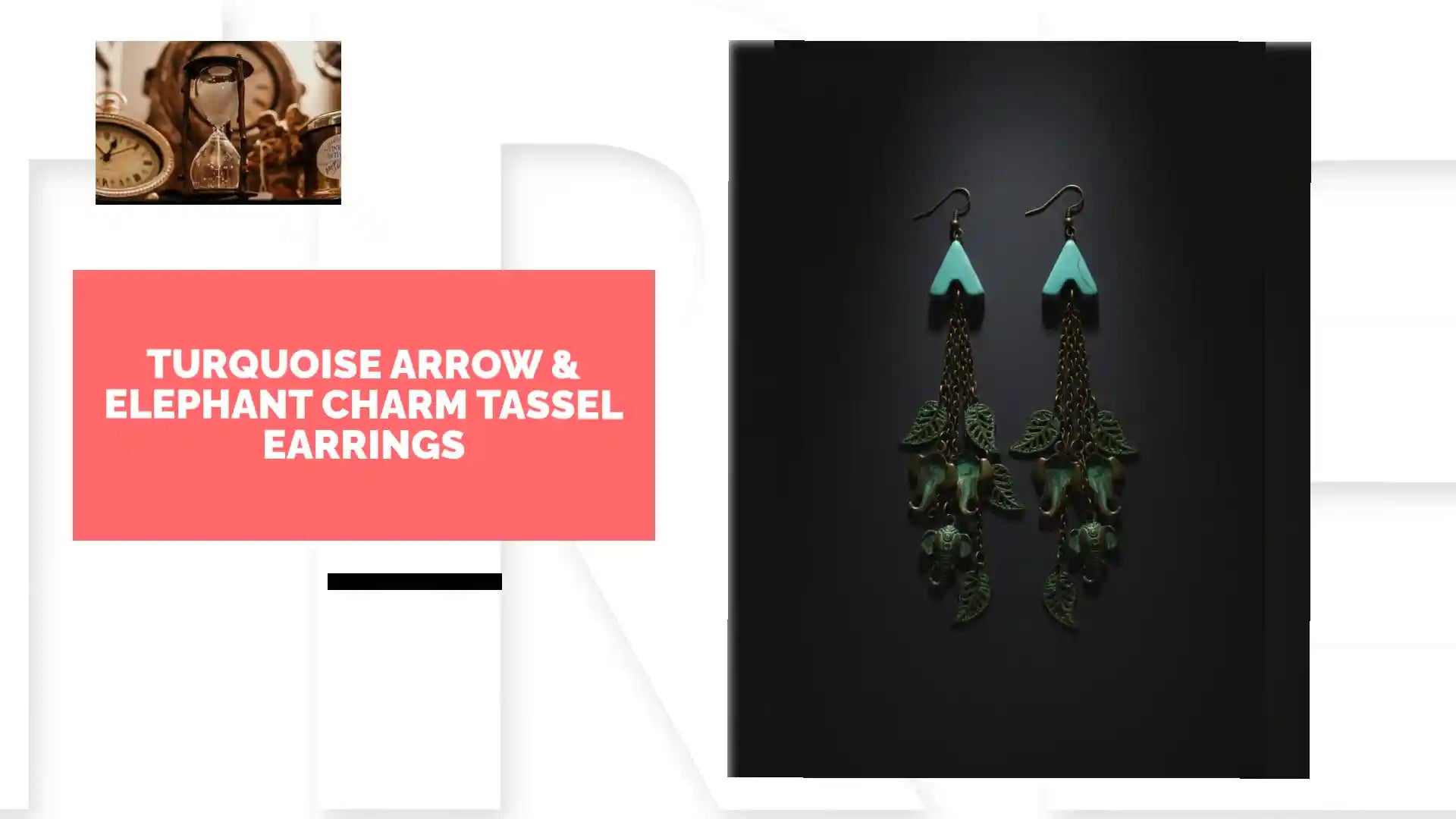 Turquoise Arrow & Elephant Charm Tassel Earrings by@Outfy