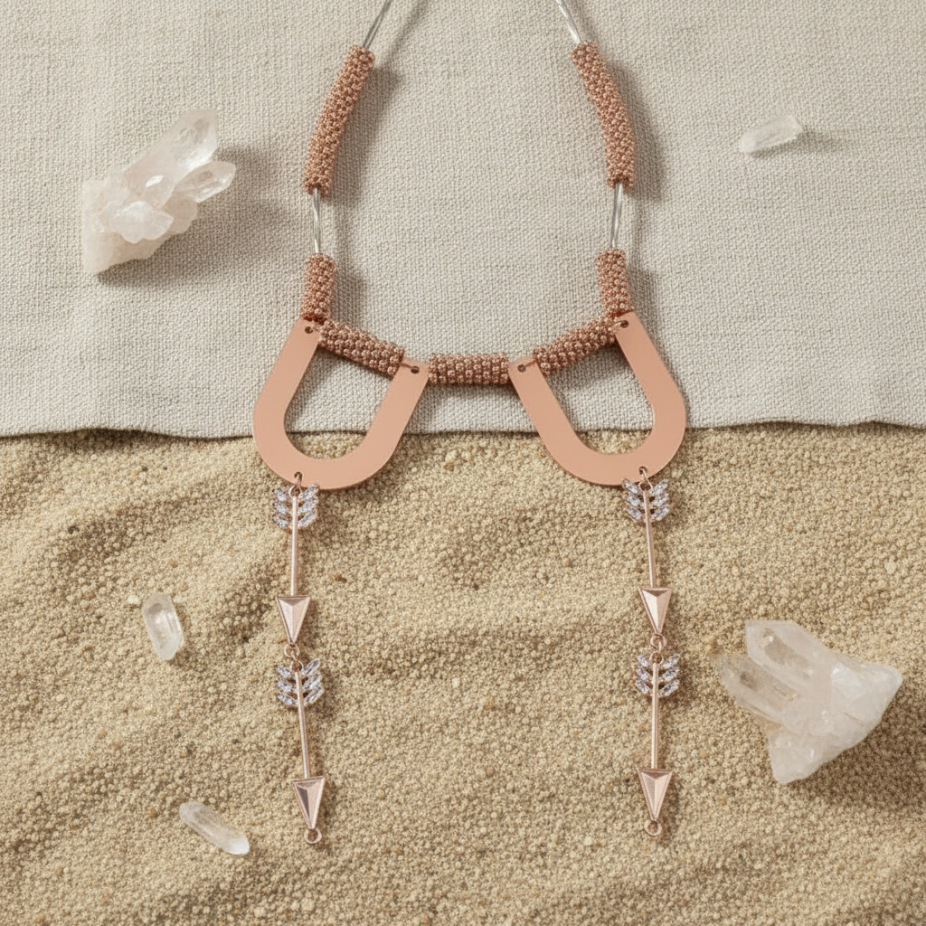 Rose Gold Arrow Necklace - Crystals