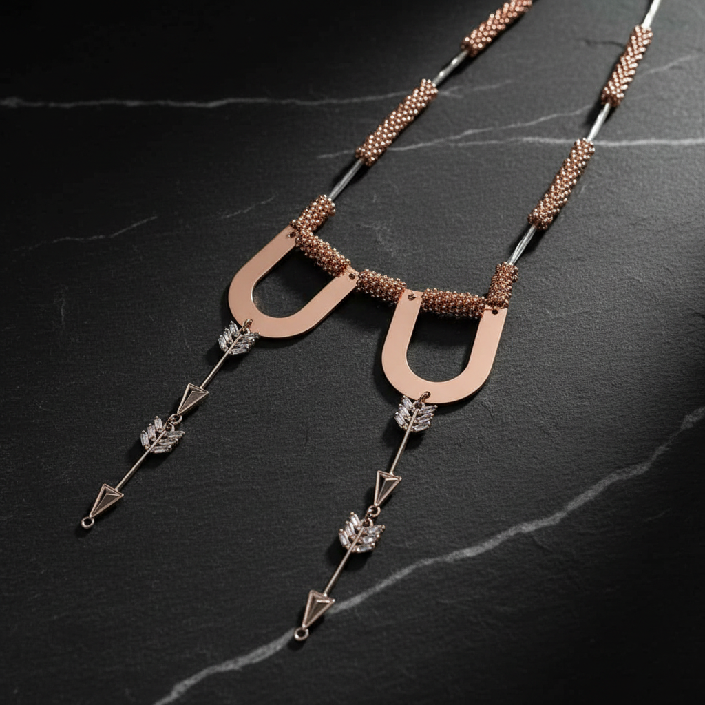 Rose Gold Arrow Necklace - Flat Lay
