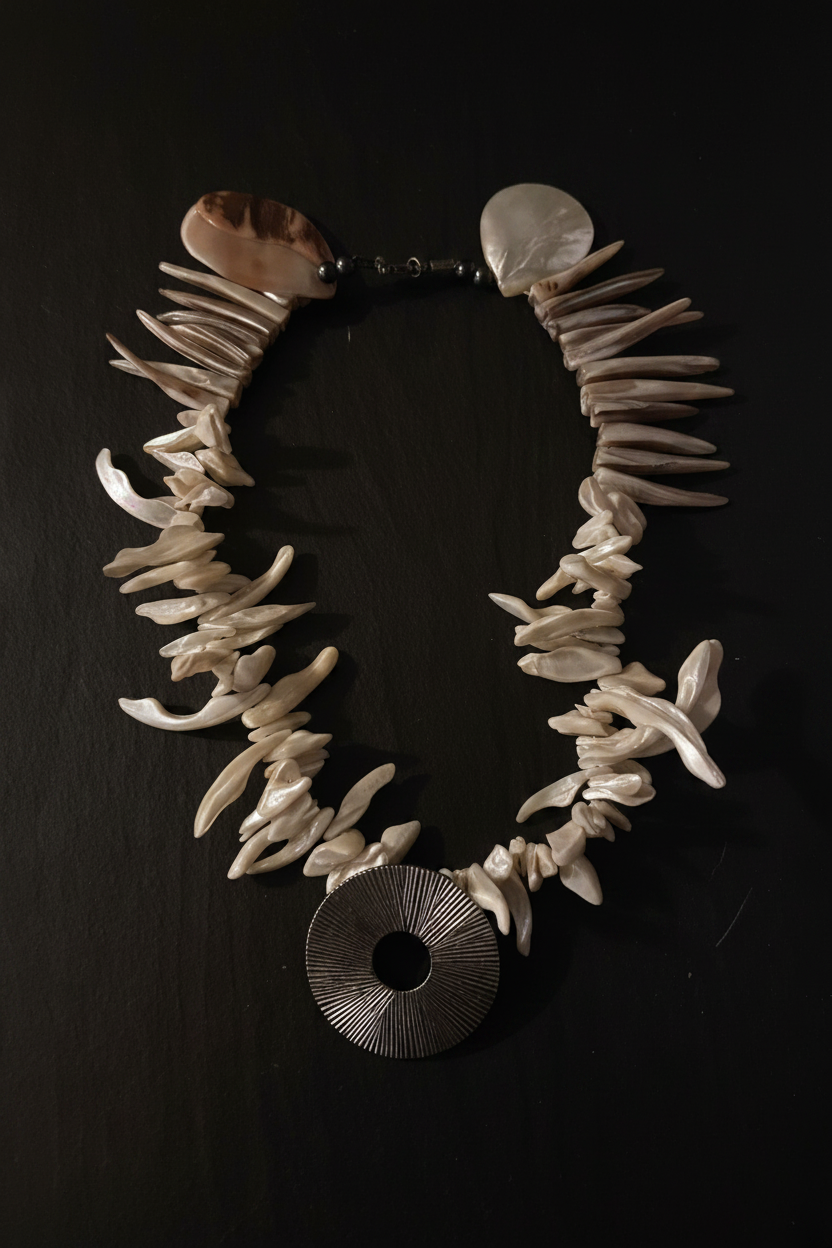 Shell Chip Necklace Dark Moody