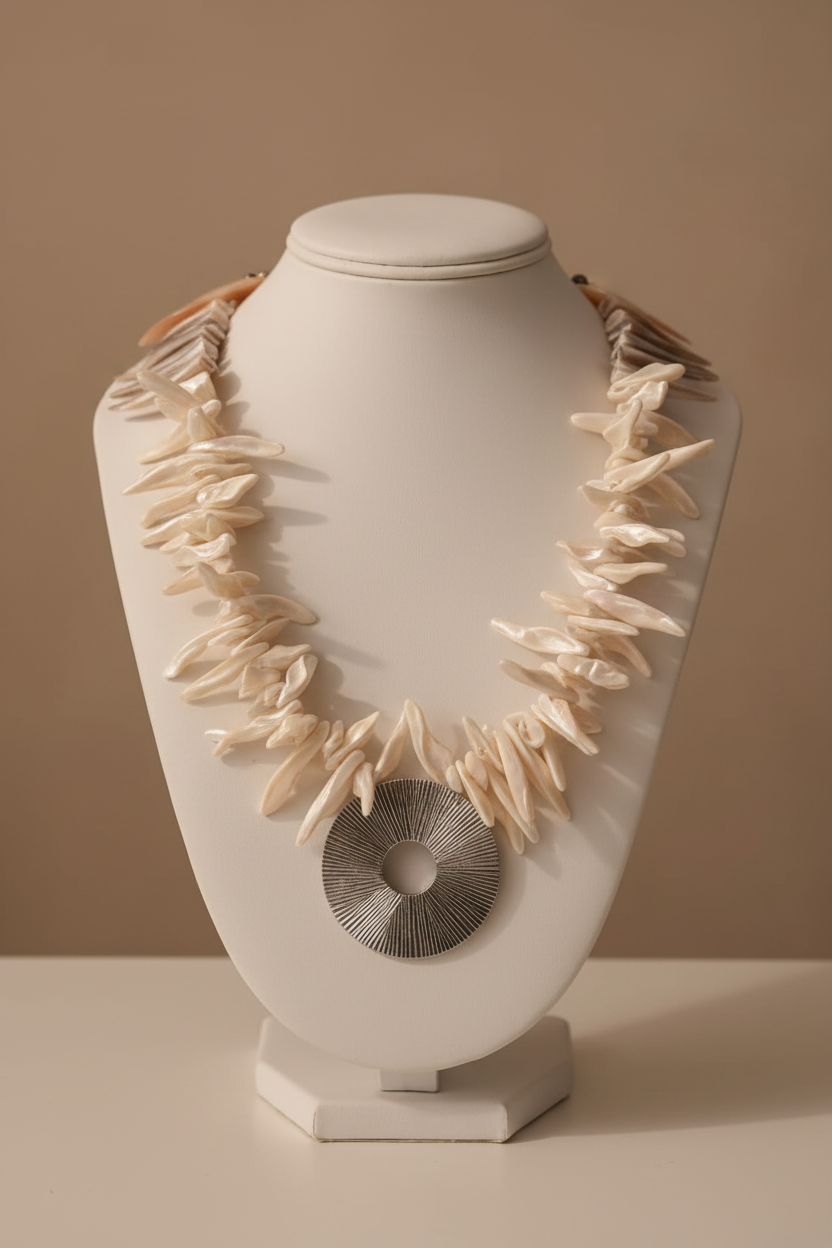 Shell Necklace on Display Stand