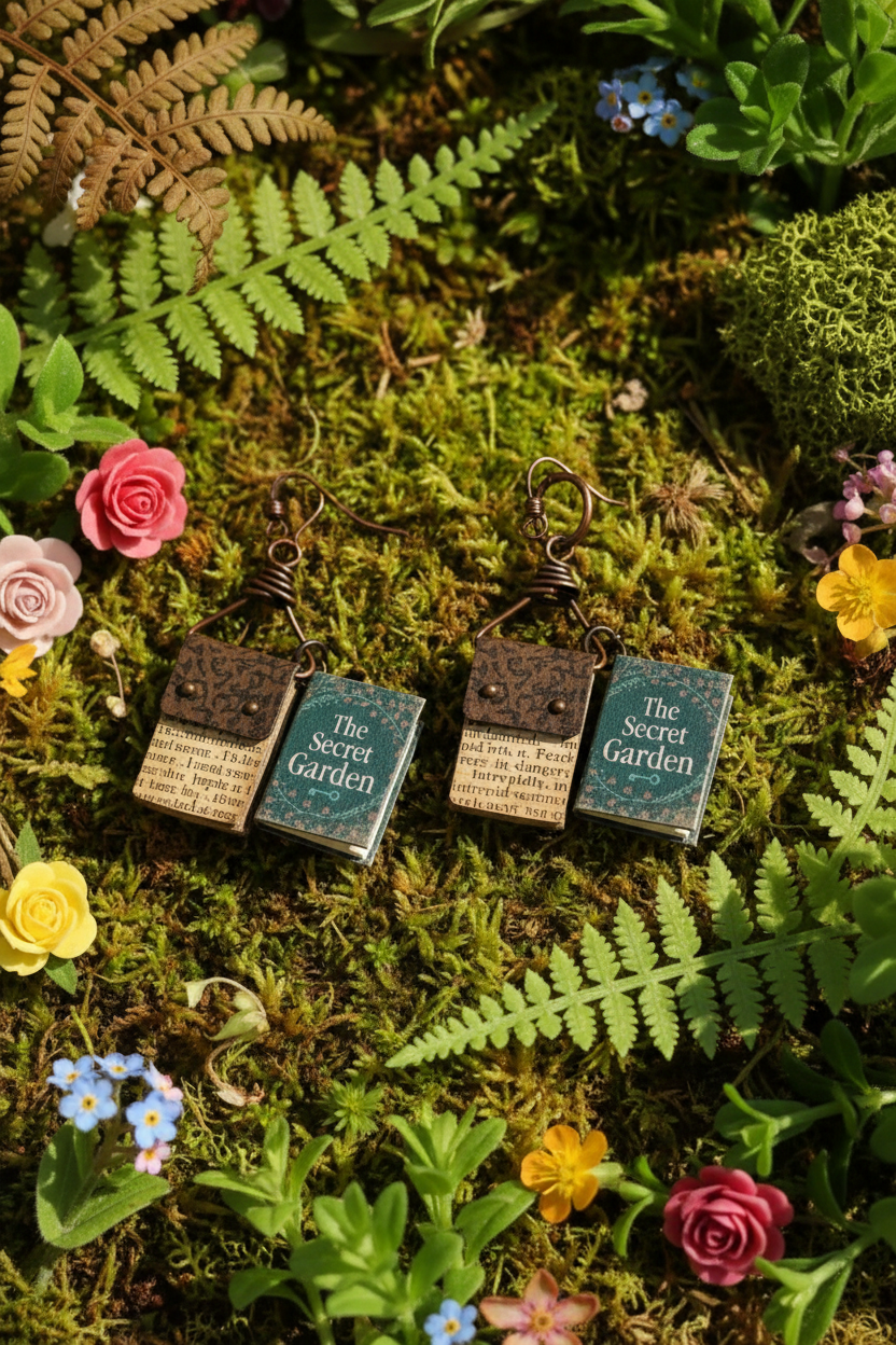 The Secret Garden Book Earrings - Nature Pair