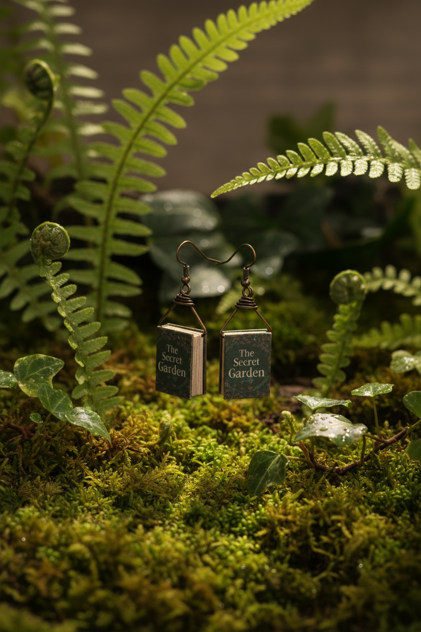 The Secret Garden Book Earrings - Nature