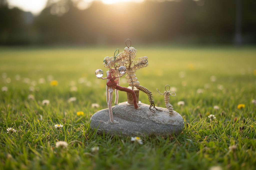 Wire Family Sculpture - Sunny Outdoor Setting